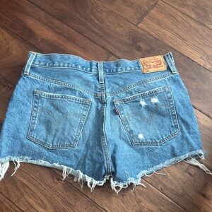 Levi's Women's Light Blue Distressed Denim Cutoff Shorts